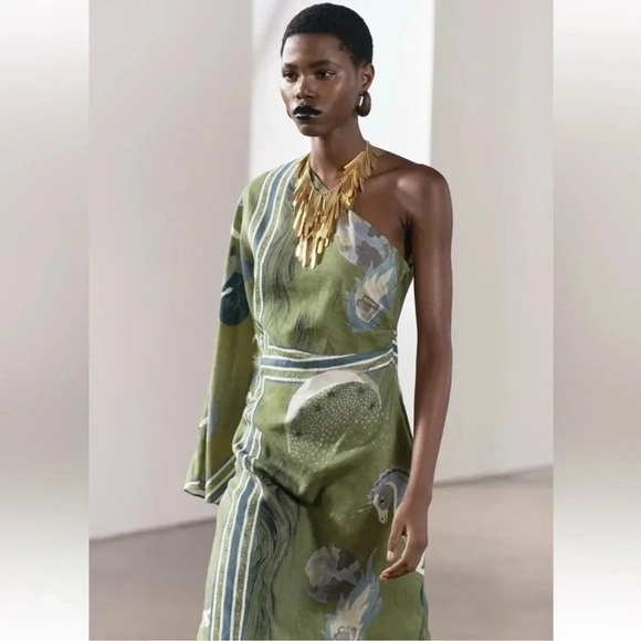 Zara NWT ZW Collection printed asymmetric dress - Picture 6 of 16